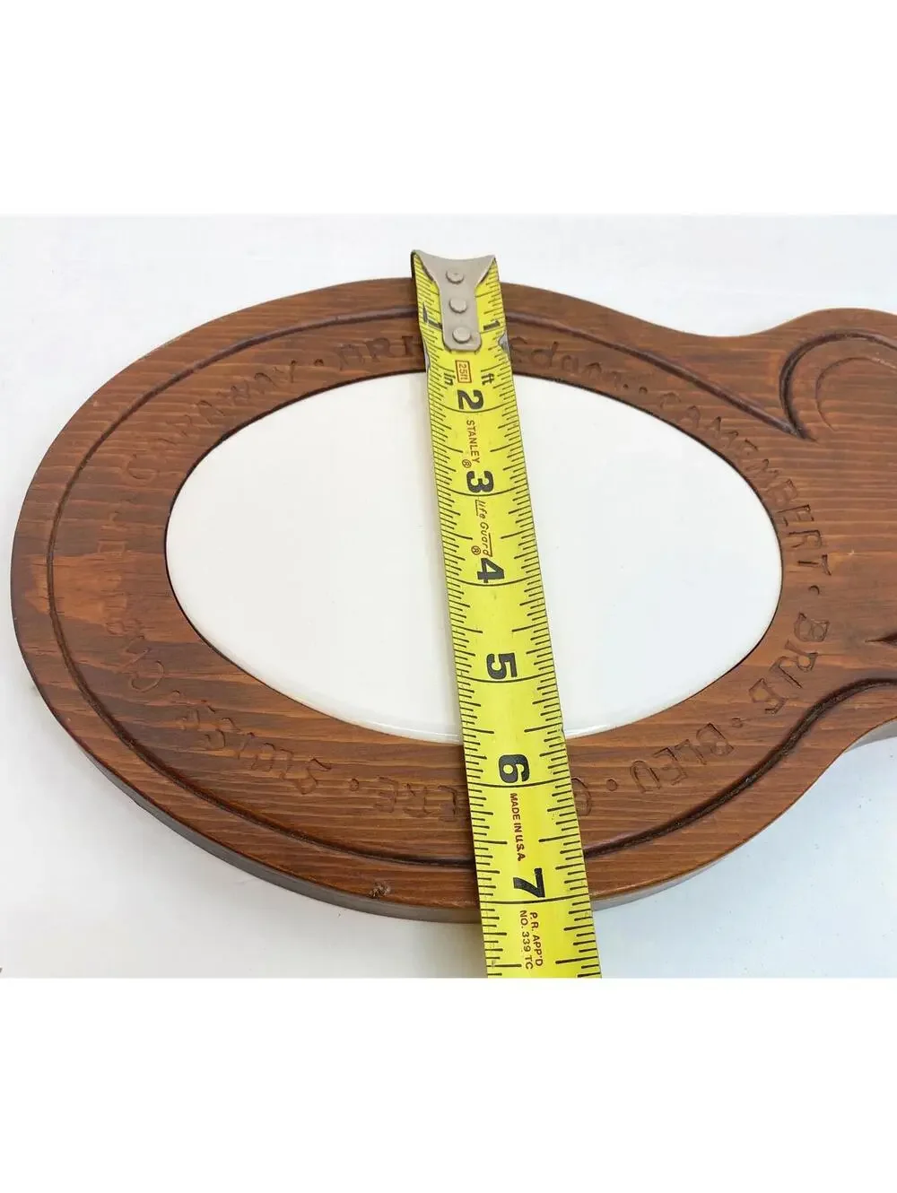 Vintage MCM Wood Figurative Mouse With Ceramic Cheese Plate Tray Board